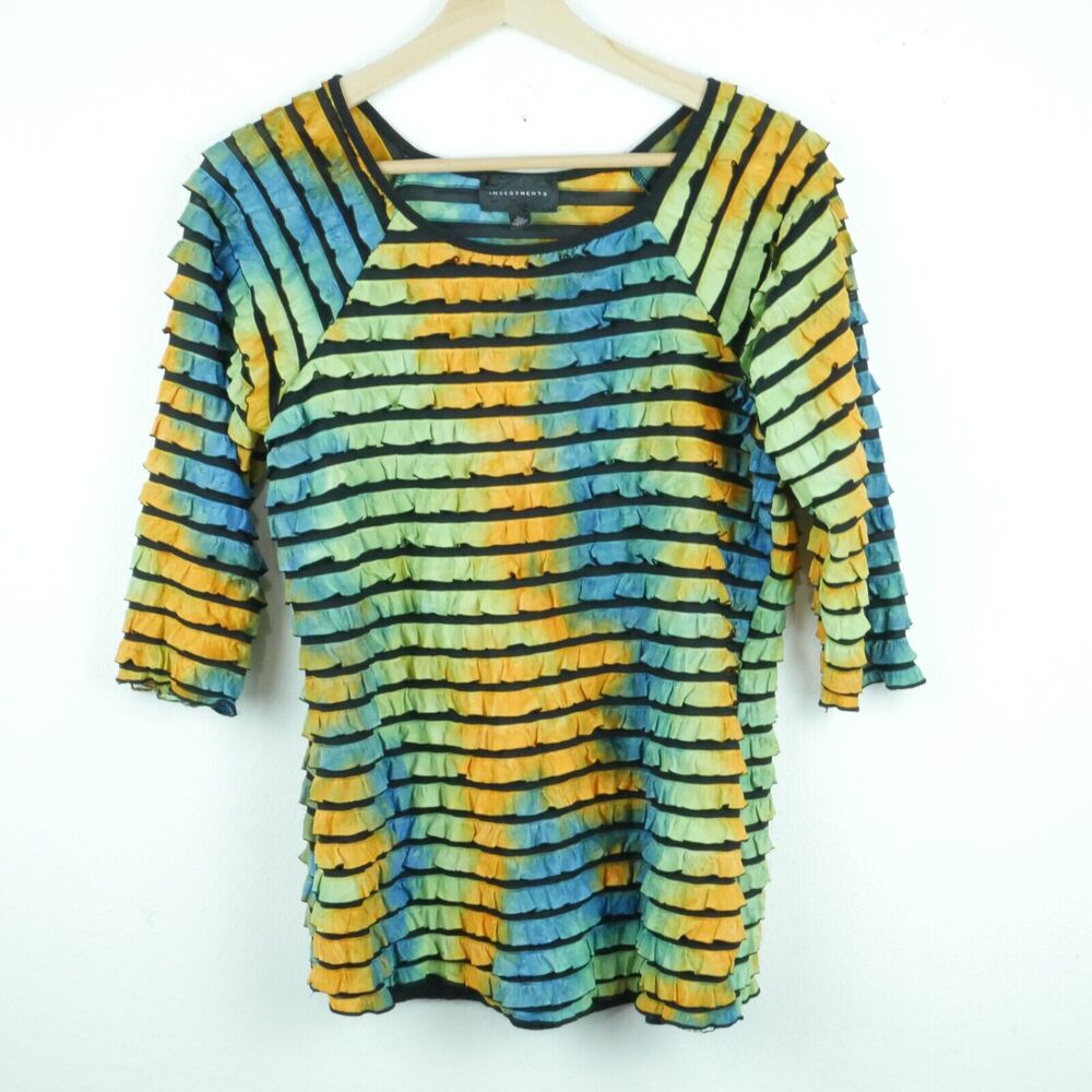 Vintage Large Top Y2K Ruffle‎ Fairy Grunge Cyber Goth Rave Multicolor Festival